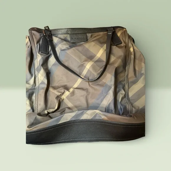Burberry Gray and Black Tote with Check Pattern - Picture 1 of 5